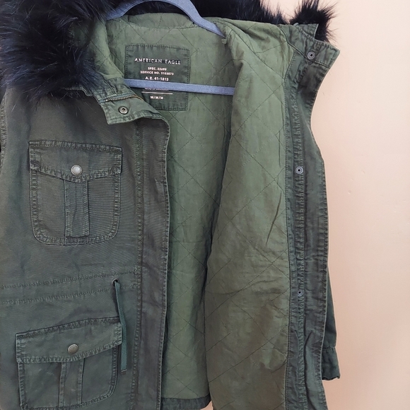 NWOT American Eagle Women's Faux Fur Utility Jacket - Picture 8 of 13